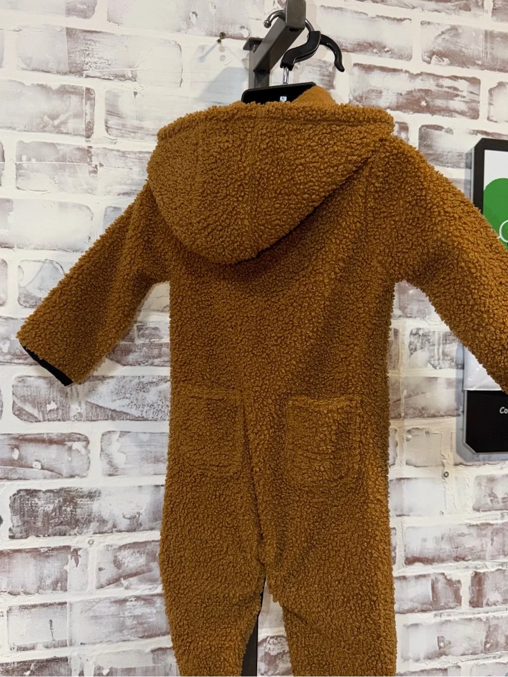 Carhartt Kids' Brown Sherpa Hooded One-Piece with Black Pocket